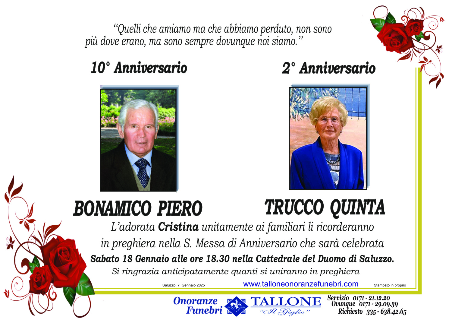 Piero Bonamico e Quinta Trucco 