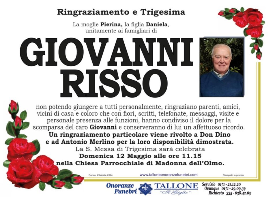 <br />
<b>Warning</b>:  Undefined variable $info in <b>/home/tallone/public_html/ringraziamenti.php</b> on line <b>68</b><br />
Giovanni Risso