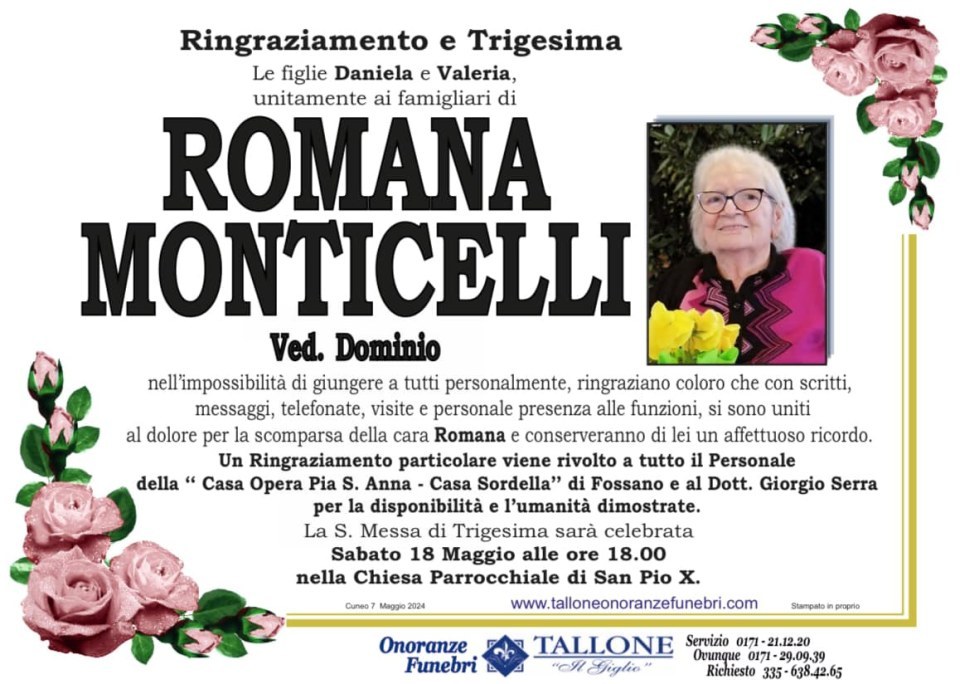 <br />
<b>Warning</b>:  Undefined variable $info in <b>/home/tallone/public_html/ringraziamenti.php</b> on line <b>68</b><br />
Romana Monticelli